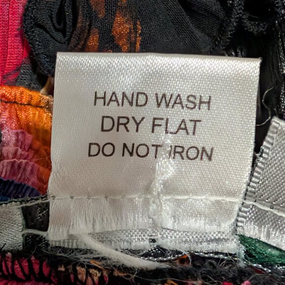 Alberto Makali Womens Size L Crinkle Abstract Butterflies Ruffle Open Front Top - Picture 9 of 9